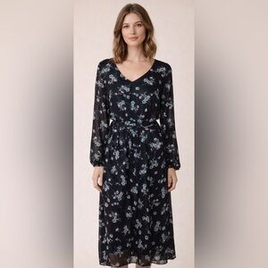 NWT!! Black Label by Evan Picone Long Sleeve Dress with Floral Pattern Size 18